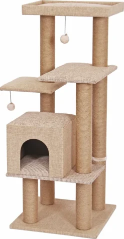 Dehner Katzen-Kratzbaum Nele, Ca. 122 X 50 X 50 Cm, Jute, Beige