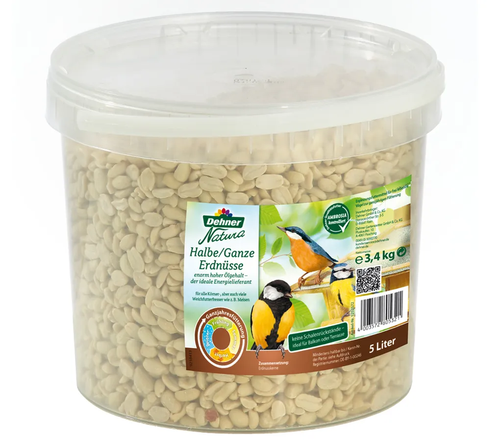 Dehner Natura Wildvogelfutter, Halbe/ganze Erdnusskerne, 5 L (3.4 Kg) 3 Dehner Natura Wildvogelfutter, Halbe/ganze Erdnusskerne, 5 L (3.4 Kg)