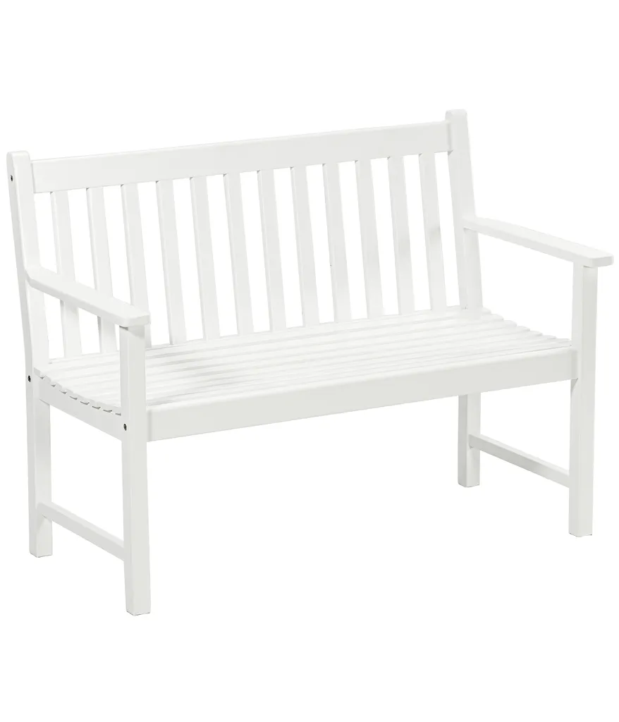 Dehner Gartenbank Mykonos, 2-Sitzer, Ca. 120 X 89 X 61 Cm, FSC® Akazienholz, Weiß 4 Dehner Gartenbank Mykonos, 2-Sitzer, Ca. 120 X 89 X 61 Cm, FSC® Akazienholz, Weiß – Bild 2