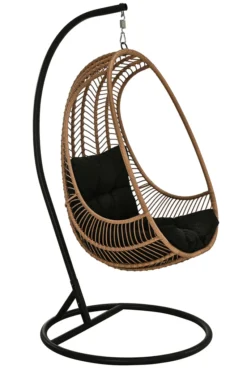 Dehner Hängesessel Venezia, Ca. 197 X 82.5 X 101.5 Cm, Stahl/Polyester, Schwarz/beige