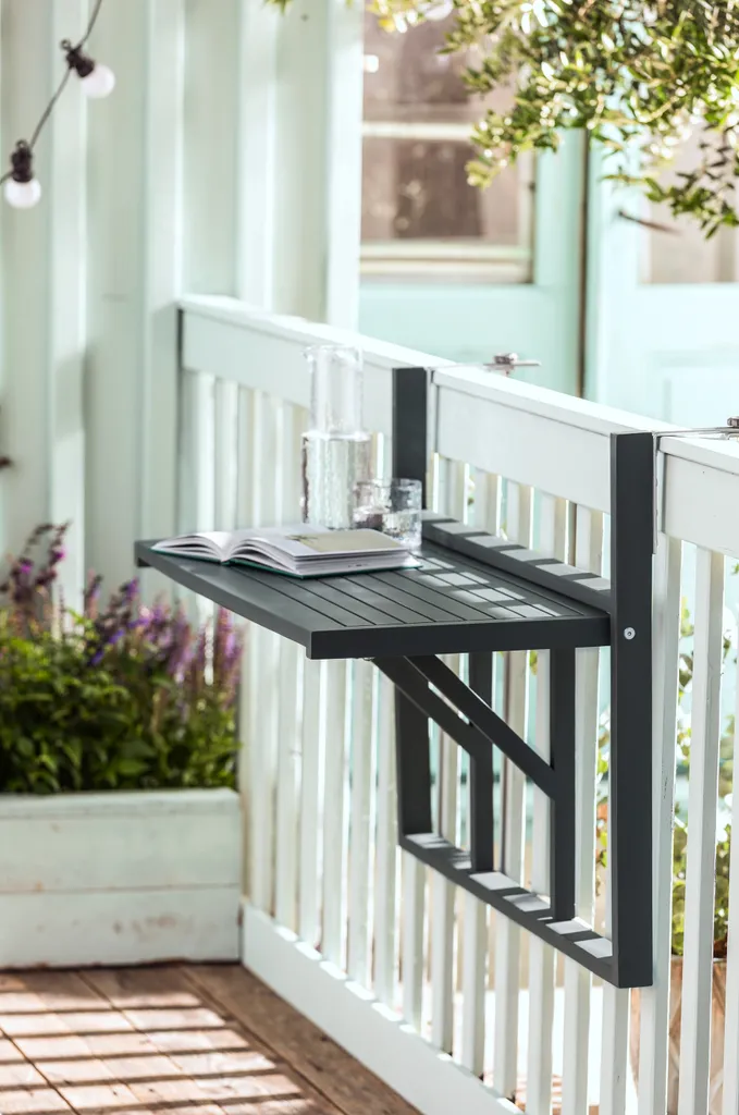 Dehner Balkon-Hängetisch, Klappbar, 90 X 65 X 41.7 Cm, FSC® Akazienholz, Dunkelgrau 9 Dehner Balkon-Hängetisch, Klappbar, 90 X 65 X 41.7 Cm, FSC® Akazienholz, Dunkelgrau – Bild 7