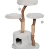 Dehner Premium Lovely Katzen-Kratzbaum Aufsteigen & Abschalten, Ca. 110 X 60 X 45 Cm, Holz/Plüsch/Sisal, Hellgrau