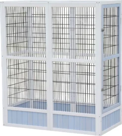 Dehner Vogelgehege Santorini, 60 X 116,4 X 136 Cm, Holz/Metall, Weiß/blau