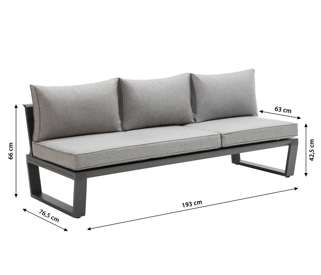 Dehner Gartenlounge Bellevue Inkl. Polster, 3-teilig, Aluminium/Polyester/Polyurethan, Dunkelgrau/hellgrau 9 Dehner Gartenlounge Bellevue Inkl. Polster, 3-teilig, Aluminium/Polyester/Polyurethan, Dunkelgrau/hellgrau – Bild 7