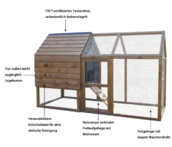 Dehner Hühnerstall Megi, Mit Freilaufgehege, Ca. 199 X 76 X 122 Cm, Tannenholz, Hellbraun -Natur Garten Verkauf e86fca3662420c4e20238445d1aea6c9