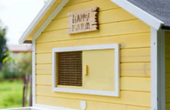 Dehner Hühnerstall Happy Farm Miami, Mit Freigehege, 158.5 X 337 X 145.8 Cm, Holz/Filz, Gelb/weiß -Natur Garten Verkauf eabe67859fdb56392bfcdfdcd39d9574