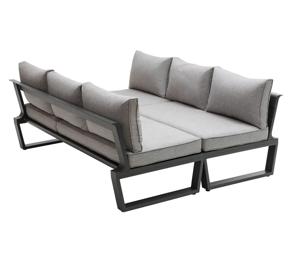 Dehner Gartenlounge Bellevue Inkl. Polster, 3-teilig, Aluminium/Polyester/Polyurethan, Dunkelgrau/hellgrau 4 Dehner Gartenlounge Bellevue Inkl. Polster, 3-teilig, Aluminium/Polyester/Polyurethan, Dunkelgrau/hellgrau – Bild 2