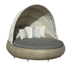 Dehner Sun-Lounger Florida, Rund, Ca. 220 X 160 X 159 Cm, Aluminium/Polyrattan, Braun/grau -Natur Garten Verkauf f19ac933bbda73a31ccd03173b589a59