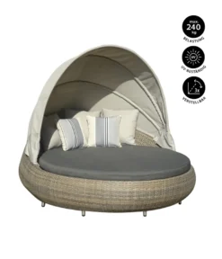 Dehner Sun-Lounger Florida, Rund, Ca. 220 X 160 X 159 Cm, Aluminium/Polyrattan, Braun/grau -Natur Garten Verkauf f57c5b3b538d46d90b81fe6a9538ad93