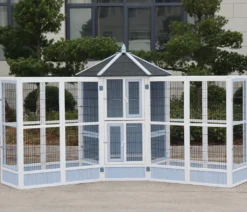 Dehner Vogelgehege Santorini, 60 X 116,4 X 136 Cm, Holz/Metall, Weiß/blau -Natur Garten Verkauf f8462a724a365e18c009a71b16661640