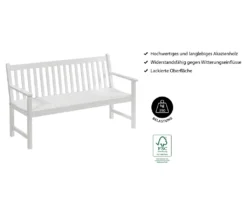 Dehner Gartenbank Mykonos, 3-Sitzer, 150 X 89 X 61.5 Cm, FSC® Akazienholz, Weiß -Natur Garten Verkauf fa08d5e3f8708af534aec647a568671c